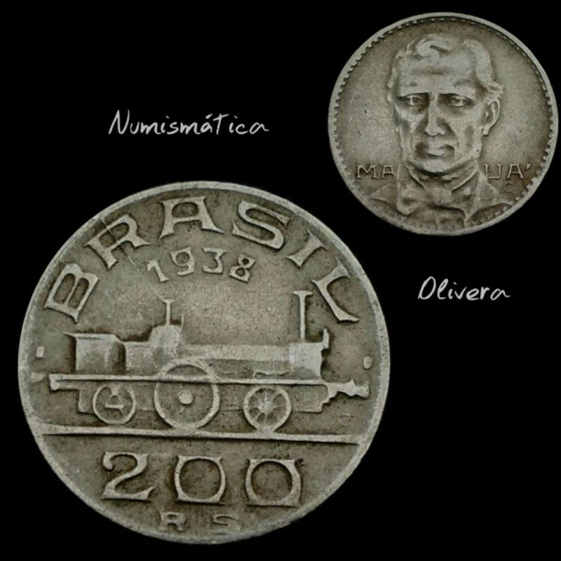 Moeda antiga 200 réis 1938 Barão de Mauá - Brasil. L.: 1547