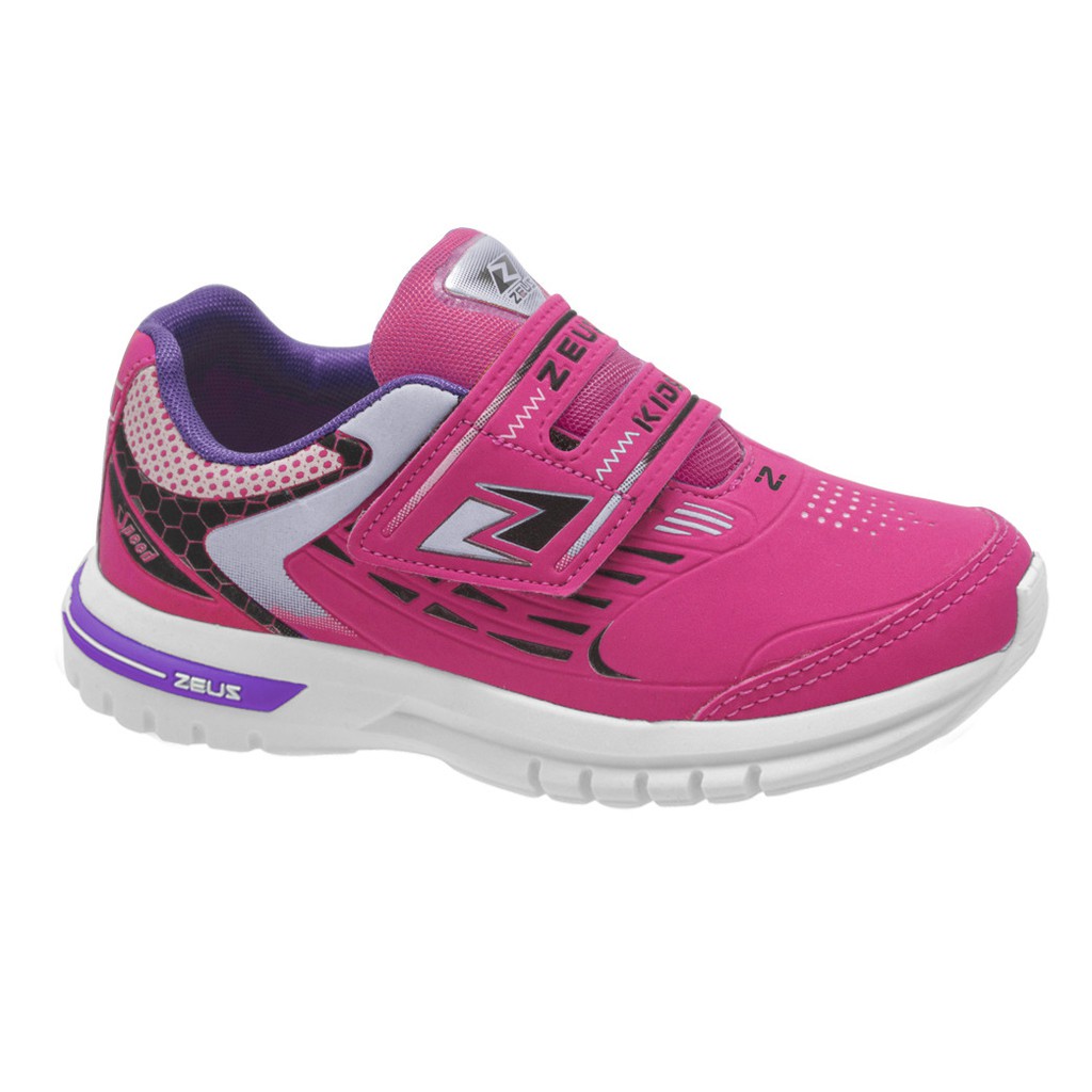 Tênis Infantil Juvenil Pink Rosa calce fácil Zeus Zeuz Feminino Menina