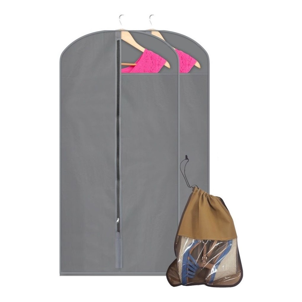 Kit 2 Capa Protetora Roupa Vestido Blusões C/ Zíper Gratis Saco para Sapato - Envio Imediato