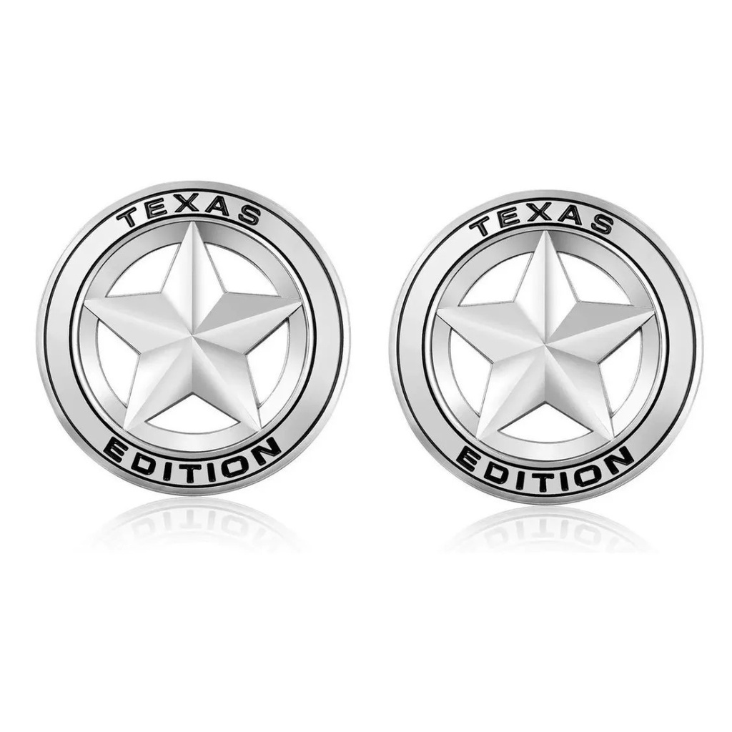 Par Emblema Texas Edition Estrela F250/ F1000/ Ranger/ Ram Prata