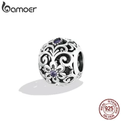 Bamoer 925 Pulseira Clássica De Prata Com Contas/Charme Da Moda Para Diy/Acessórios SCC2183