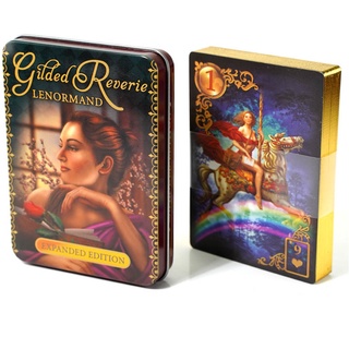 Caixa De Ferro 10x6,3cm Borda Dourada Jogo De Cartas Lenormand