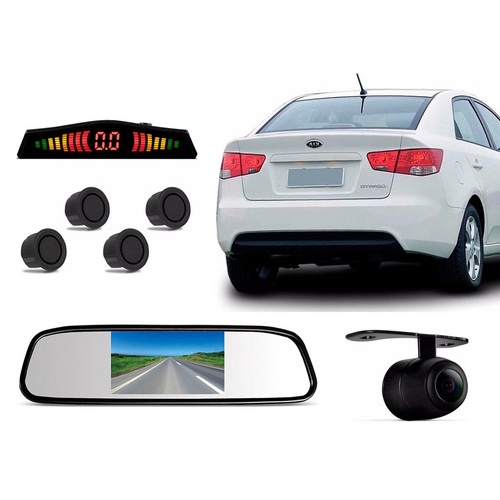 Kit Sensor + Câmera + Retrovisor Lcd Hyundai Kia Cerato