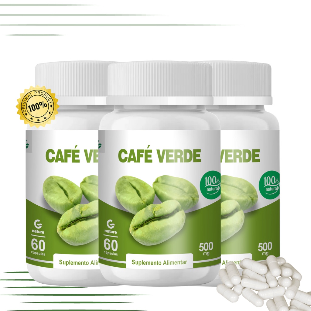 Kit 3 Café Verde Pré- Treino 60 cápsulas 500mg Genature