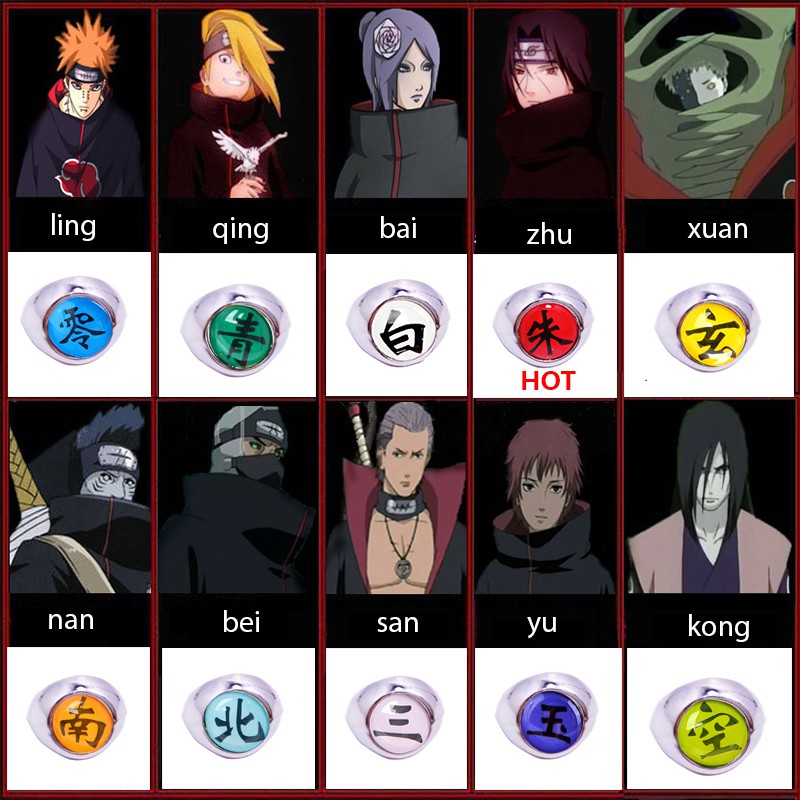 1p Anel Naruto Anel Akatsuki Membros ITACHI Sasuke 