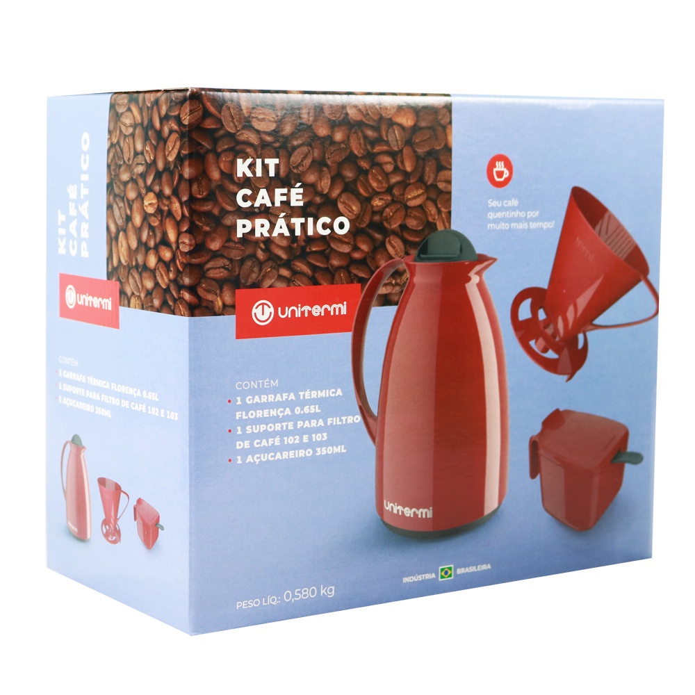 Kit Café Prático Unitermi Garrafa + Açucareiro + Filtro Cores Shopee Brasil