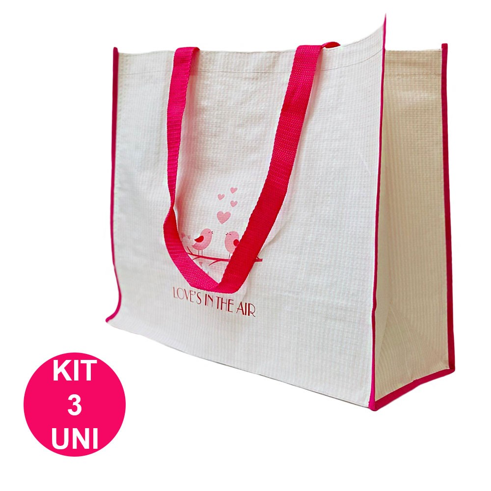 Bolsa Ecobag Ecologica Dobravel  Reutilizavel Sacola de Ombro Retornavel Compras Mercado Kit 3 Uni