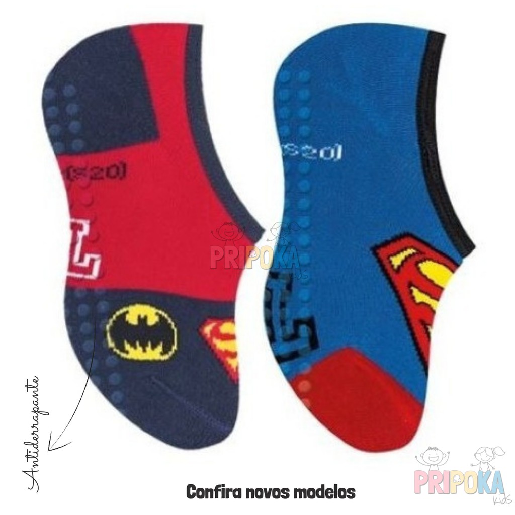 KIT 3 pares de Meia Sapatilha Infantil Selene Antiderrapante Menino - Sortidas