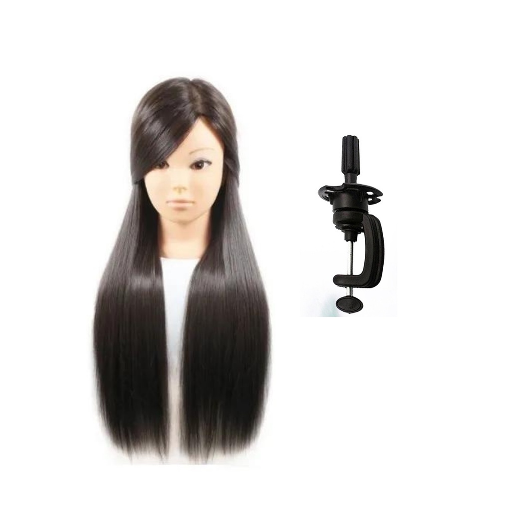 Cabeça Boneca Manequim para Treinos pentados em geral Cabelo Sintético + Suporte