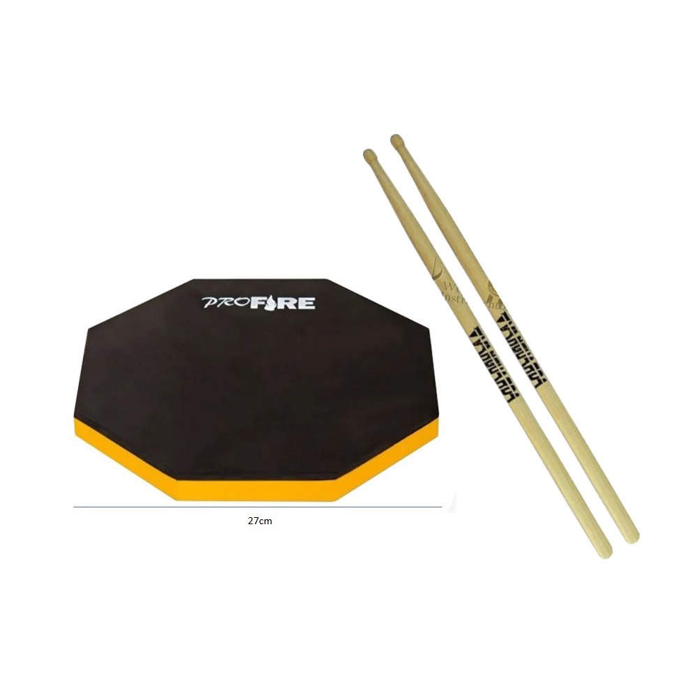 Pad Estudo Treino Praticável Bateria 10" + Par de Baquetas
