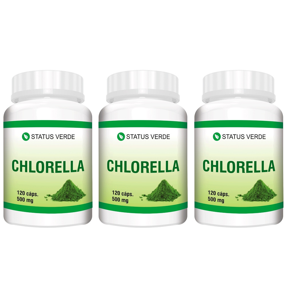 Kit 3 Chlorella 360 Cápsulas - 500 mg Status Verde