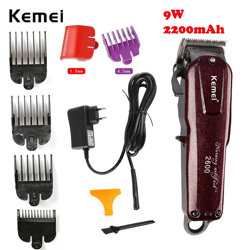 Kemei Km-2600 Máquina De Cortar Cabelo Elétrico 9w Potente Recarregável 2200mah em Oferta na Shopee