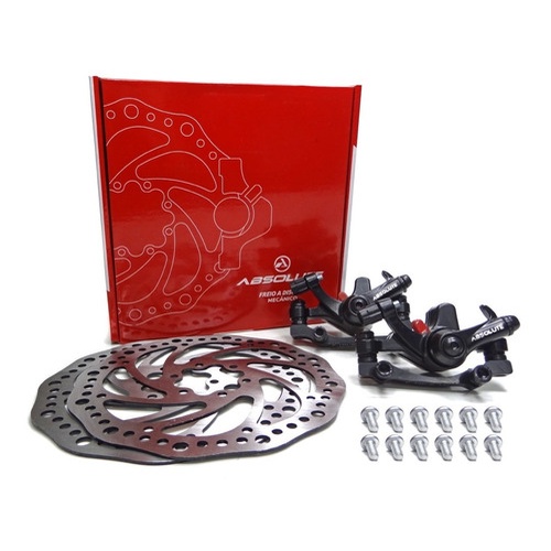Kit Freio A Disco Bike Mtb Bicicleta Mecânico Absolute Nero Discos Rotor Par