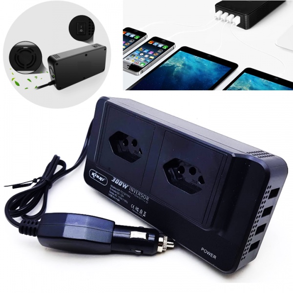 Inversor Tensão 12v 110v Veicular Com 300w Conversor 4 Porta USB - KPTC13 110V/220V