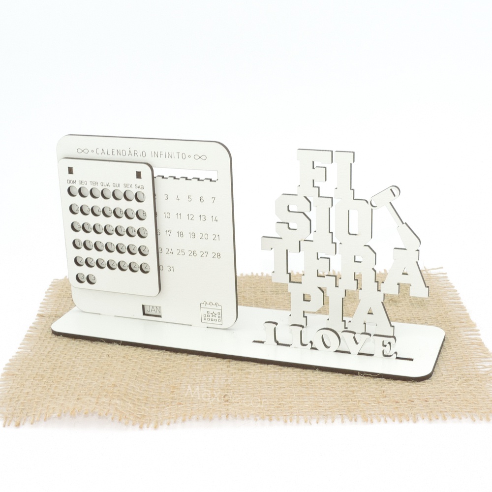 5 Calendário Infinito Personalizado Mdf Branco - Fisioterapia