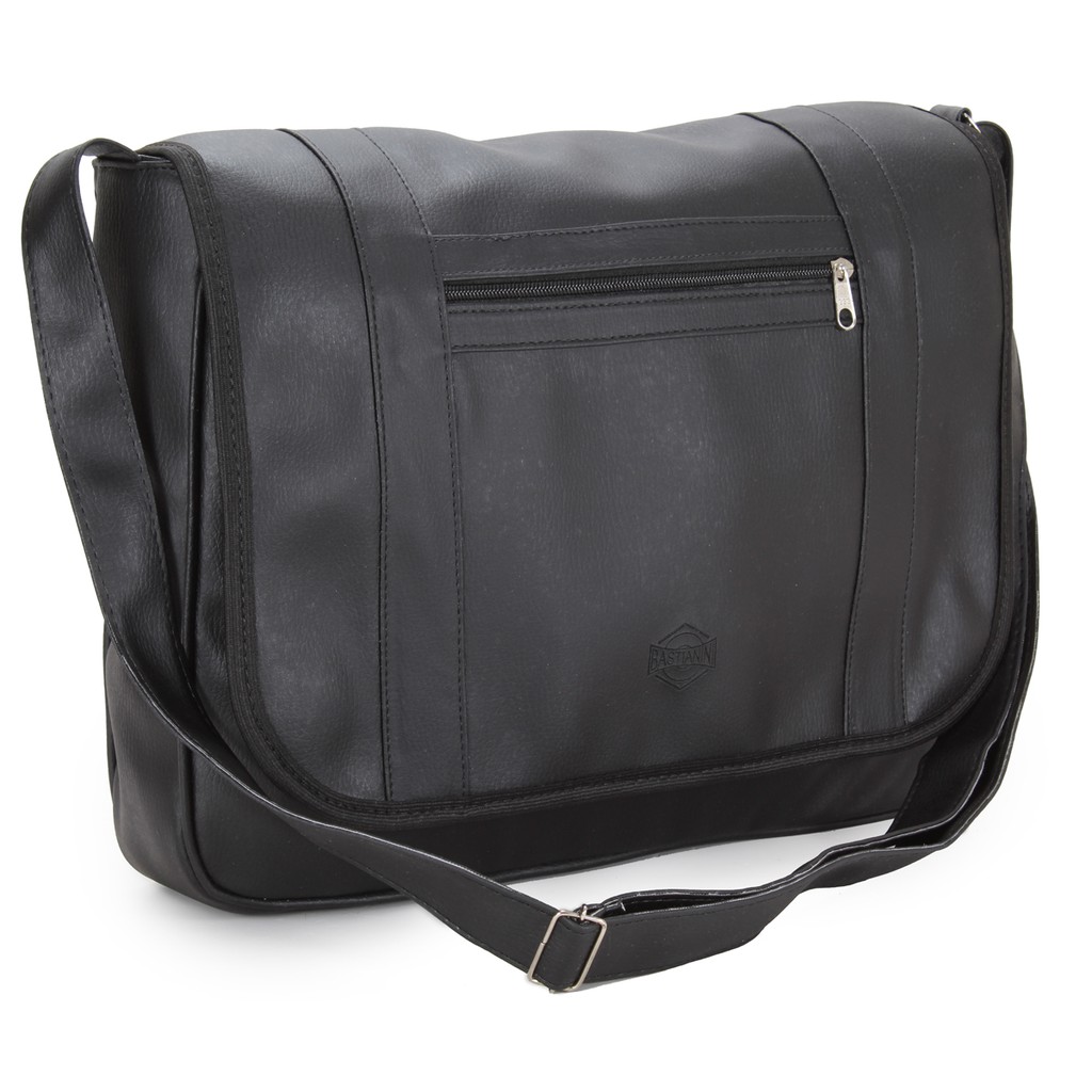 Bolsa transversal masculina pasta carteiro couro sintético bolsa para motoboy case para notebook até 15.6 polegadas
