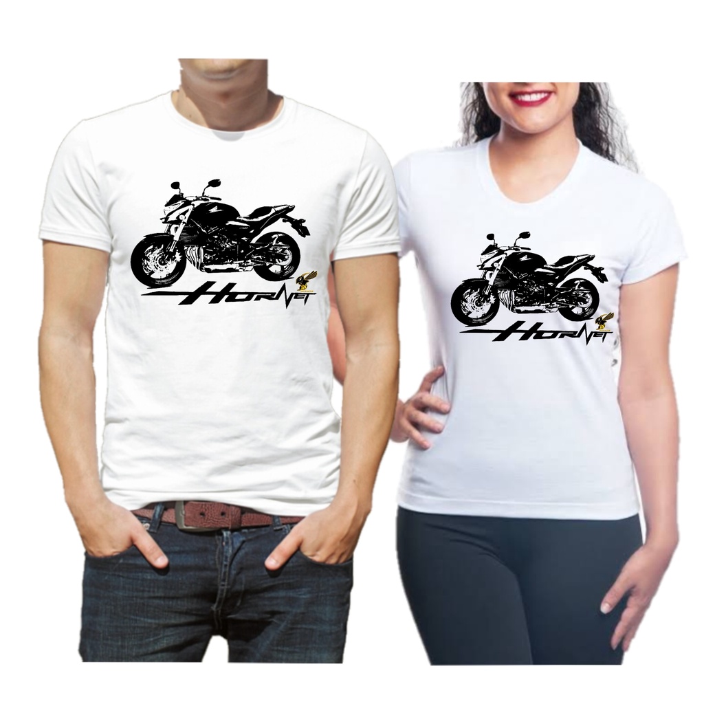 Kit 2 camisetas casal moto Honda Hornet cb600 motociclista