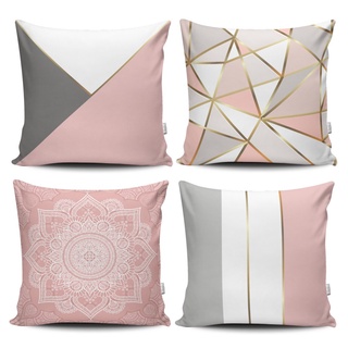 Kit 4 Capas de Almofadas Decorativas Estampadas - Mandala Rosa