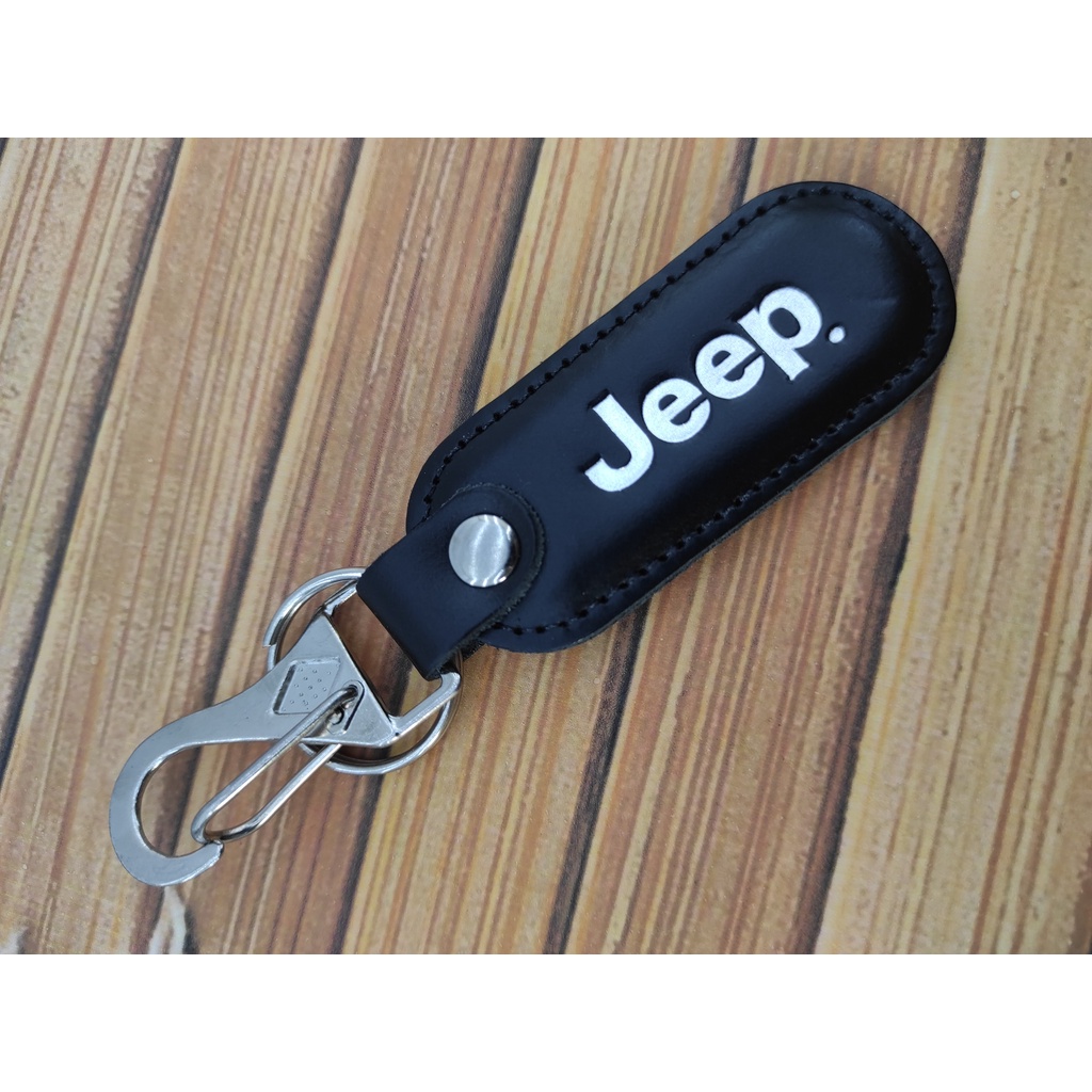 Chaveiro Preto JEEP em Couro com mosquetão e argola em Oferta na Shopee