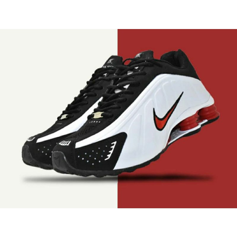 nike shox r4 red and black