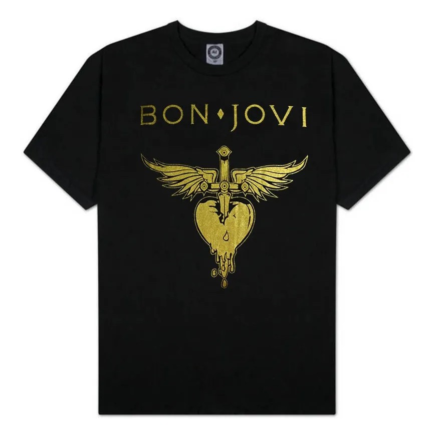 Bon Jovi Heart - Camiseta Negra Para Adultos, Negro