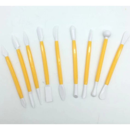 Kit 9 Estecas Ferramentas para Modelar Espátulas Pasta Americana Confeitaria Biscuit Artesanato