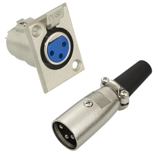 Conector Plug Canon Painel Femea XLR + Canon Macho XLR Metal Cabo (Par)