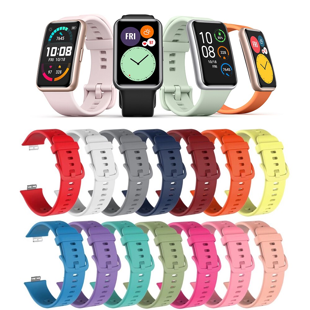 Pulseira De Silicone Para Huawei watch Fit Smartwatch Relógio Fit New Parte Substituição Esporte Wrist Band Pulseira Pulseira Pulseira Inteligente