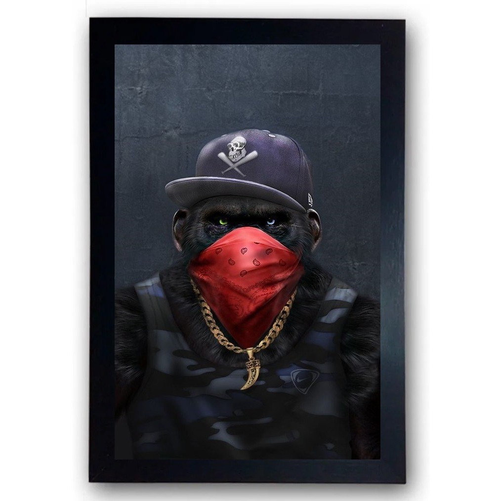 Quadro Macaco Moldurado Com Vidro Cod.2