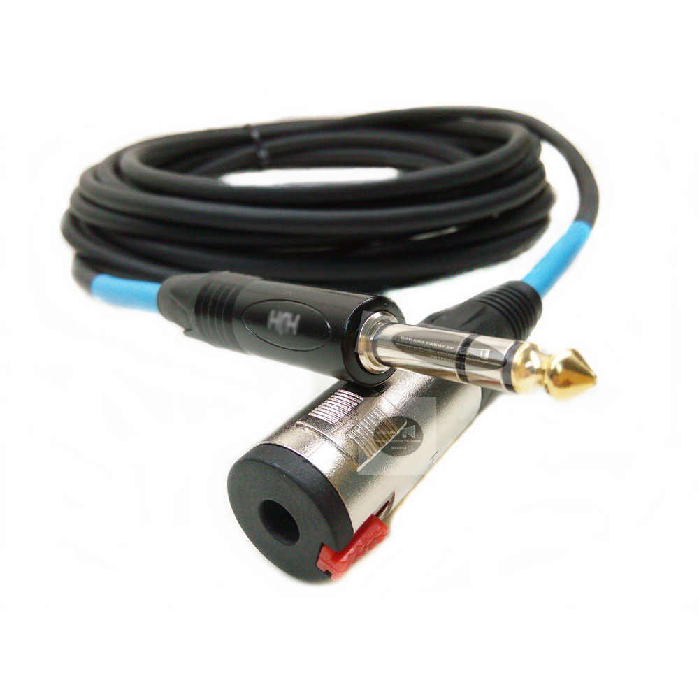 Cabo Extensor Fone Ouvido P10 Stereo Macho X P10 Stereo Fêmea Jack 5 Mts Balanceado (L/R) termo retrátil Azul