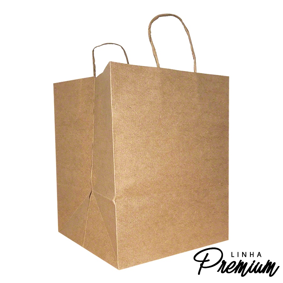 Sacola de Papel Kraft Premium Fundo Largo D-34 - 34x24,5x21cm - 10 unidades - Rizzo