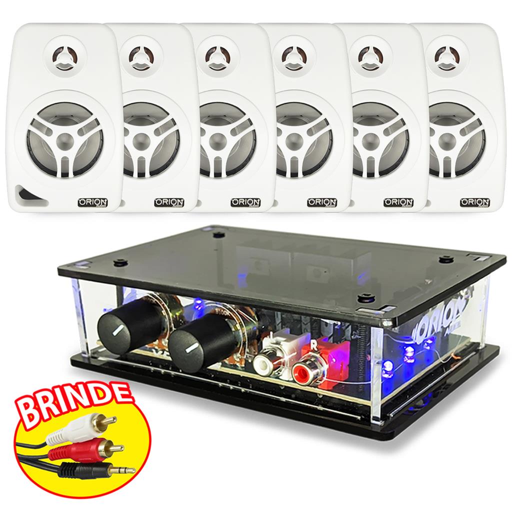 Kit Som Ambiente 6 Caixa Acustica Branca C/ Receiver
