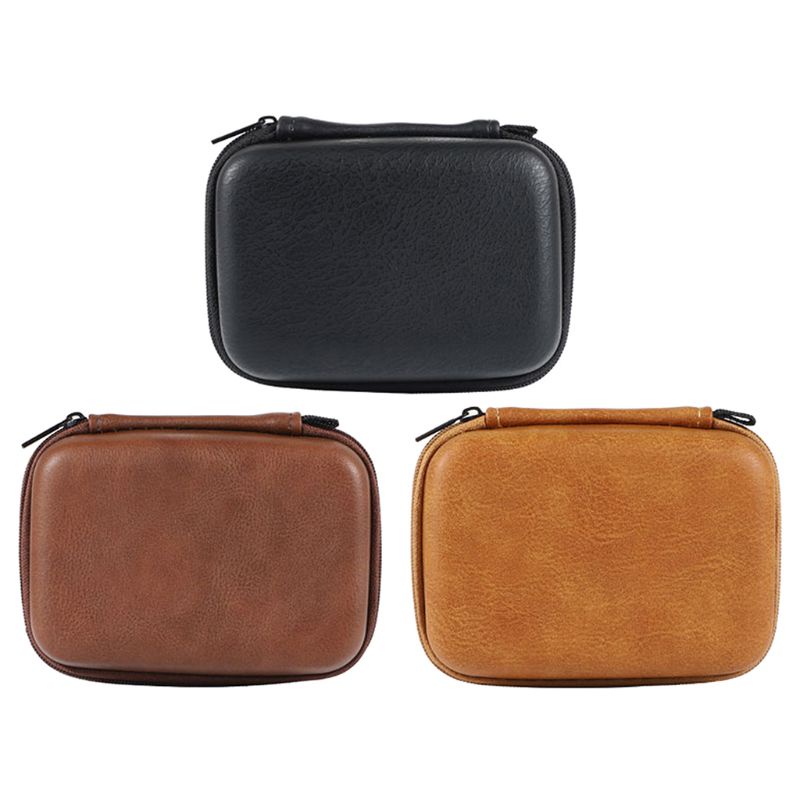 Portátil USB Saco Armazenamento Fone Ouvido Organizador Couro Caso Capa Protector Duro Bolsa
