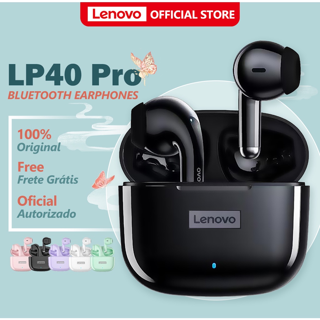 Fone De Ouvido Sem Fio Lenovo LP40 PRO 2021 New Version LP40 Bluetooth 5.1  Com Microfone E Música HD Atualização IPX5 Earbuds Low latency Gaming TWS with mic HD Music Earpieces audio