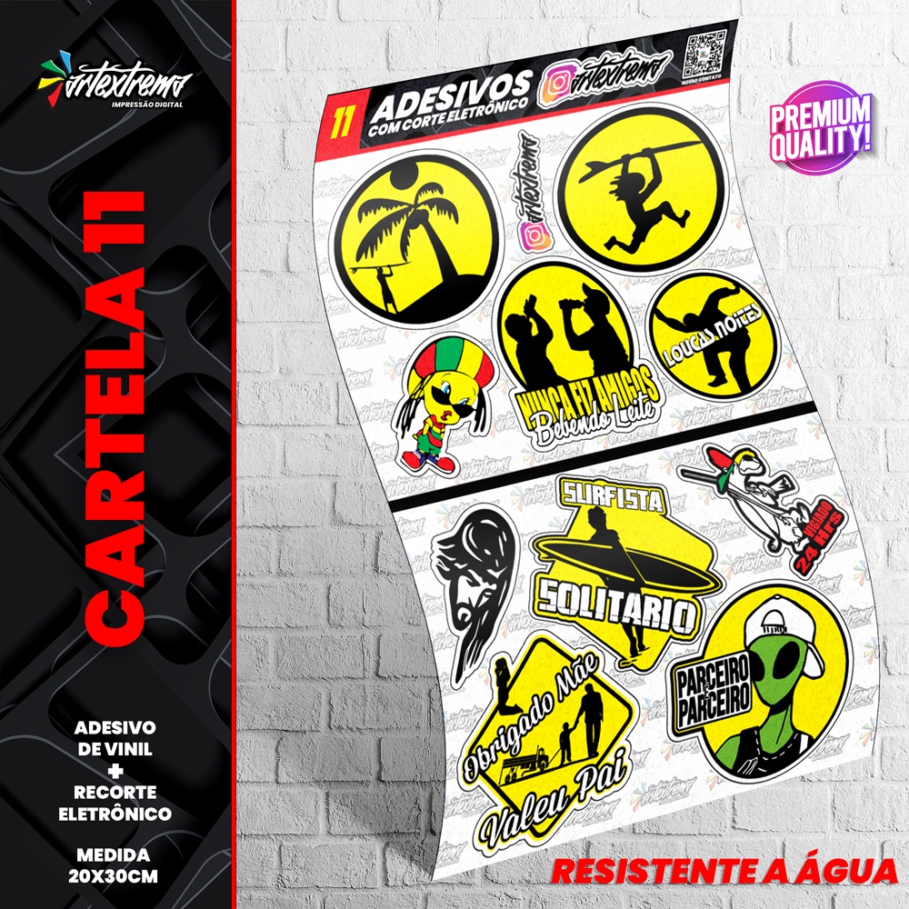 Cartela De Adesivos - REF 11 - Carro - Moto - Caminhão - Bike - Stickers - Diversos