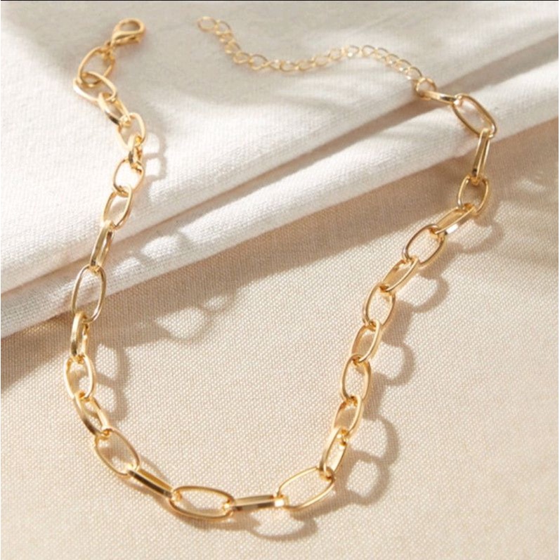 Colar choker corrente elos QUADRADO  feminino Banhado 18k PROMOÇÃO 29.99