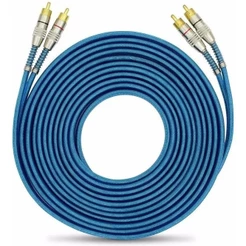 Cabo RCA 5 Metros Dupla Blindagem Cobre 5m Blindado 5mm Plug Metal Som Automotivo Conectores Duplos Banhado a Ouro Proteção Contra Ruídos Caixa Bob Paredão
