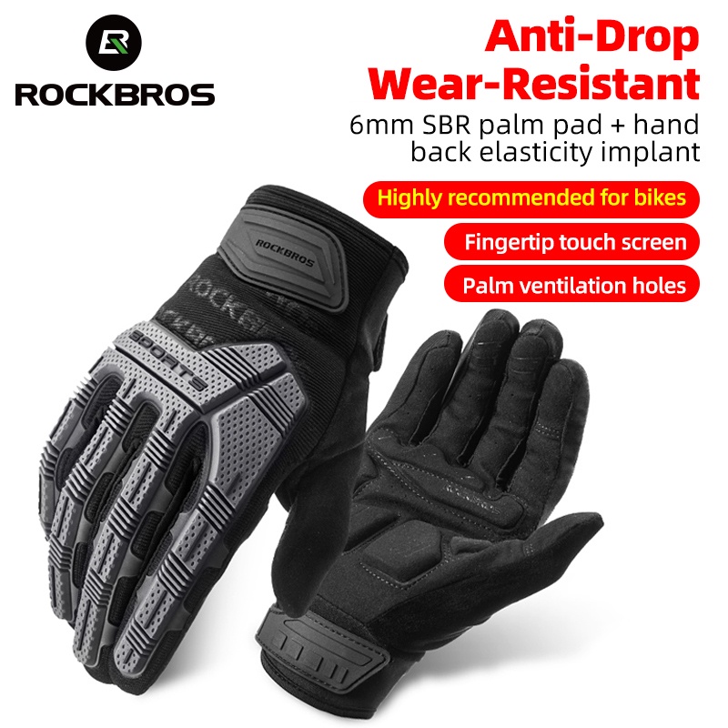 Luvas De Ciclismo ROCKBROS SBR À Prova De Vento Bicicleta Com Tela Sensível Ao Toque MTB Esportivas Choque Dedo Completo Respirável em Oferta na Shopee