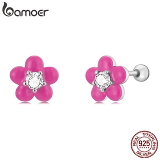 BAMOER Brincos De Prata Esterlina 925 Flores Fosphor Formato Moda Jóias Presentes Para Mulheres SCE1353