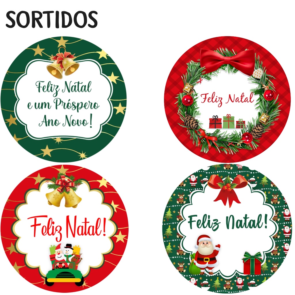 Etiquetas Adesivas Feliz Natal 4x4cm - Sortidas | Shopee Brasil