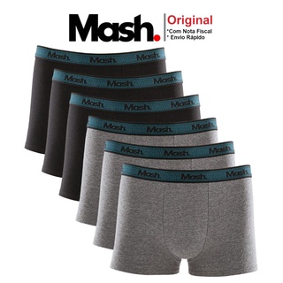 Kit com 6 Cuecas Mash Box Boxer Modelo tradidional em Algodao Cotton Original Masulina