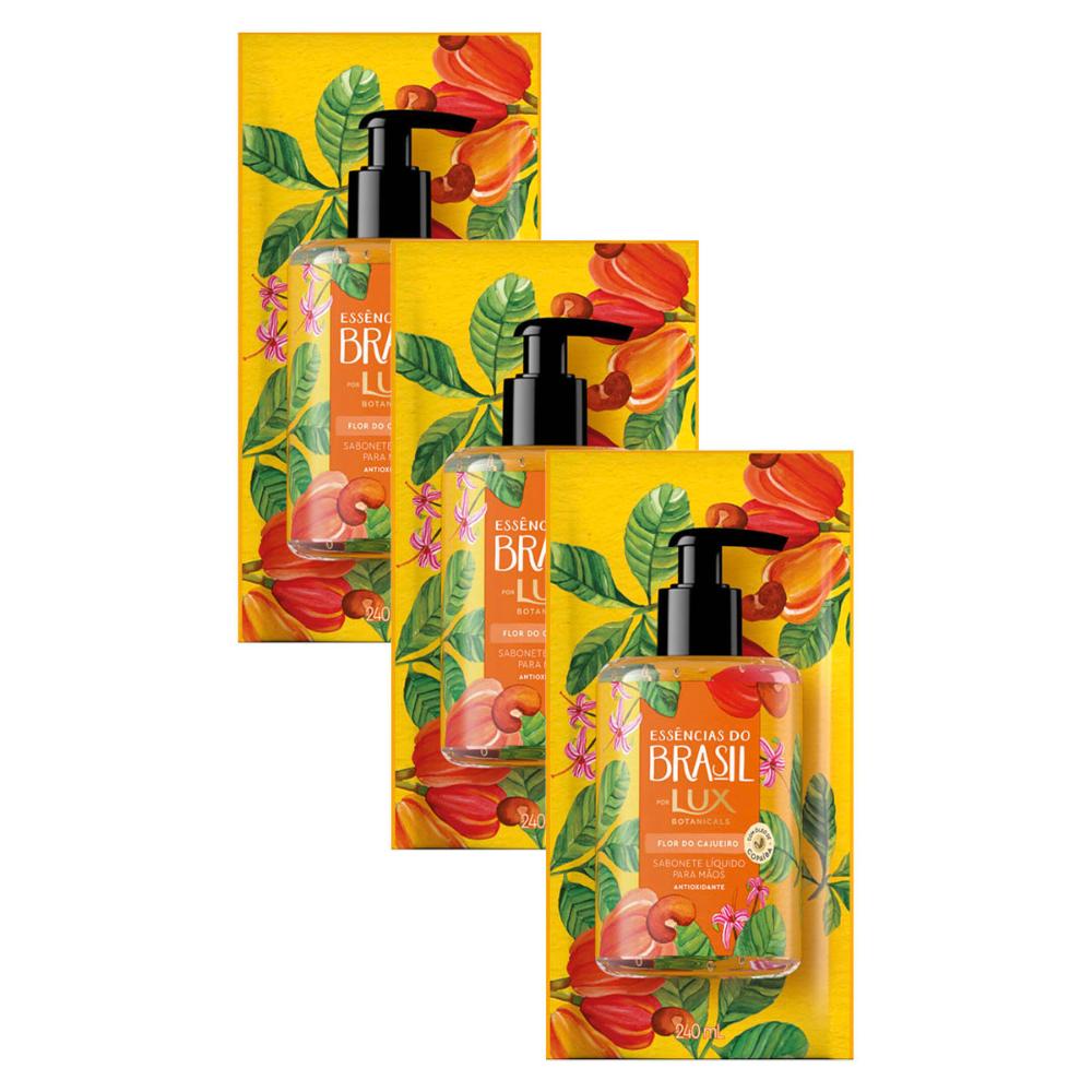 Kit com 3 Refil Sabonetes Líquido Lux Essências do Brasil Flor do Cajueiro 240ml em Oferta na Shopee
