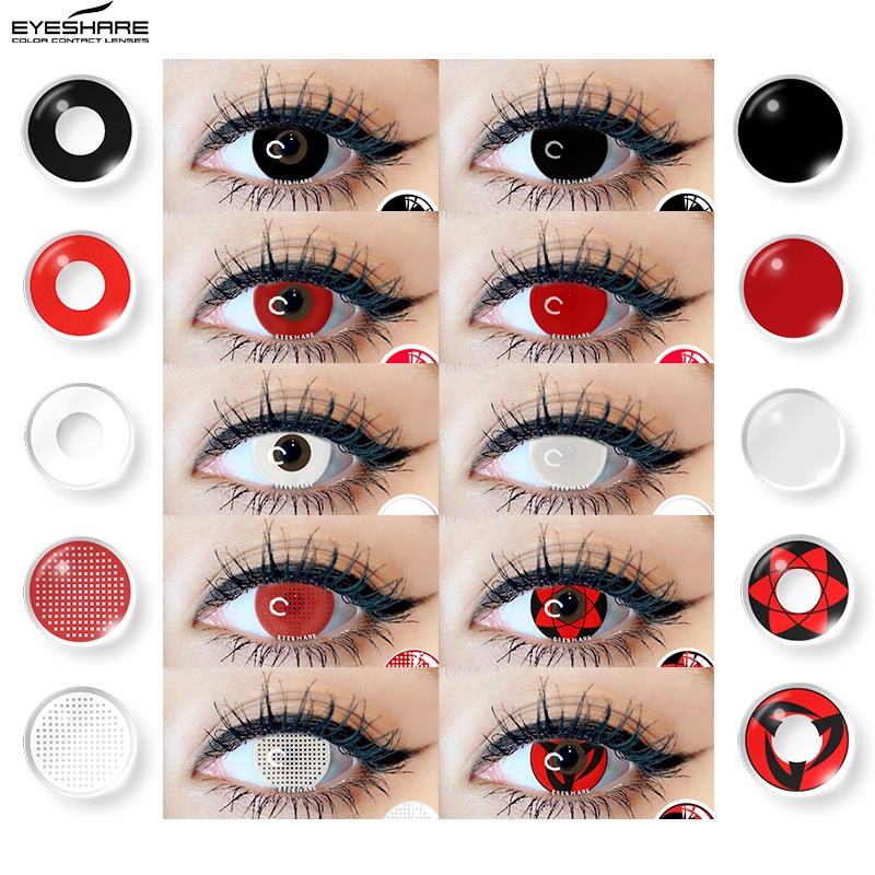 EYESHARE Lenses 2pcs Cosplay Lentes De Contato Coloridas De Contatos Coloridos Vermelho Castanho Cinza Azul Rosa Olhos