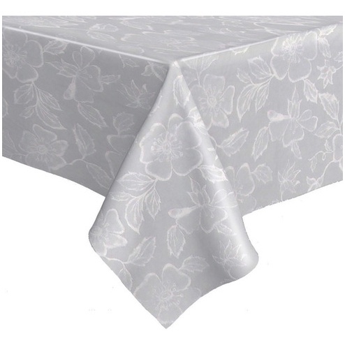 Plástico Térmico Toalha Mesa impermeavel Branco Floral 2,00 Metros 6 cadeiras