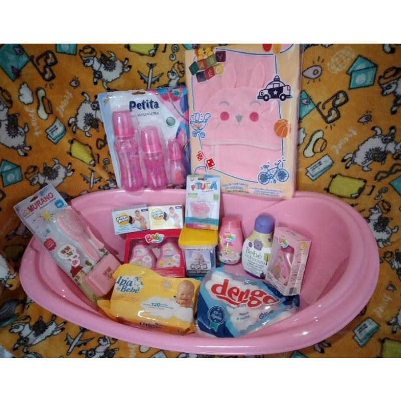 Kit Banheira Para Bebês Adoleta 20 litros + produtos para higiêne e cuidados.