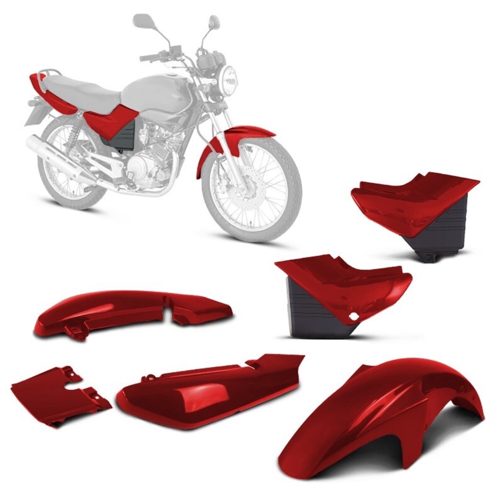 Conjunto Kit Carenagem 3 Peças Pro Tork Para Moto Ybr 125 Fabricado em Plástico Extremamente Resistente aos Raios UV