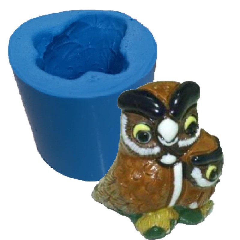 Molde de Silicone - Corujas Sabonete Vela Resina Biscuit Gesso Organite