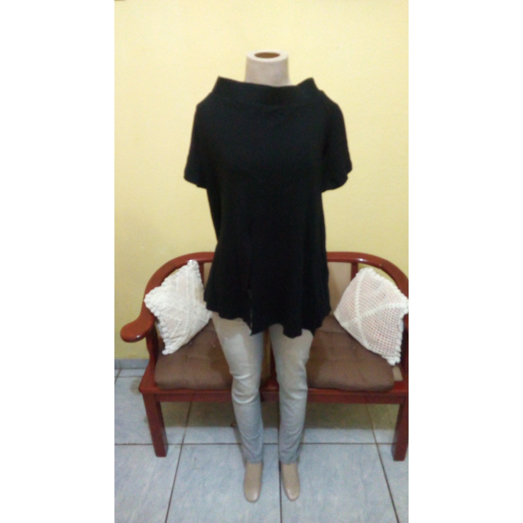 Blusa Camisa Social   Animale preta / M -  viscose , poliamida e  elastano