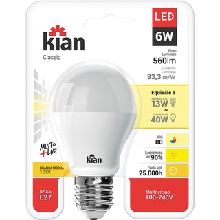 Lâmpada Led 6W Kian Classic Amarela Bivolt em Oferta na Shopee
