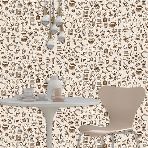 Papel de Parede Adesivo Decorativo Temático Café em Oferta na Shopee